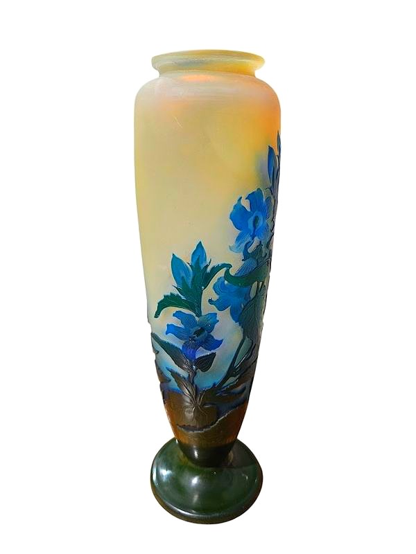 Emile Gallé Vase Art Nouveau "Campanules Bleues"-photo-3