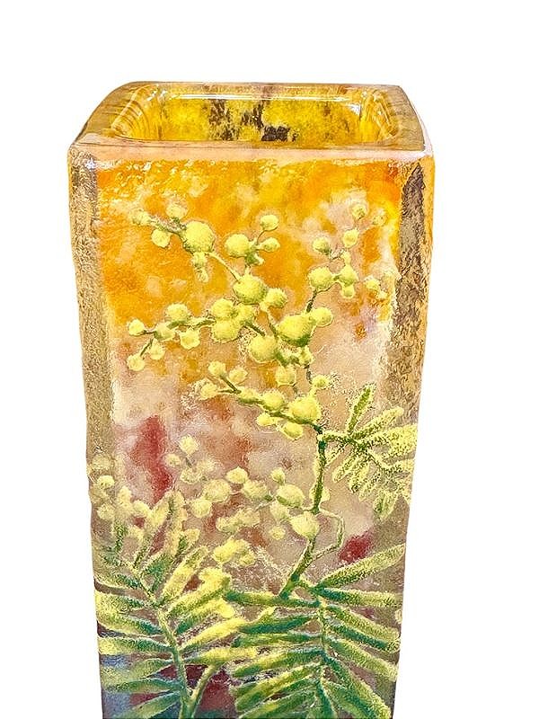 Daum Nancy Art Nouveau Vase "aux Mimosas"-photo-1