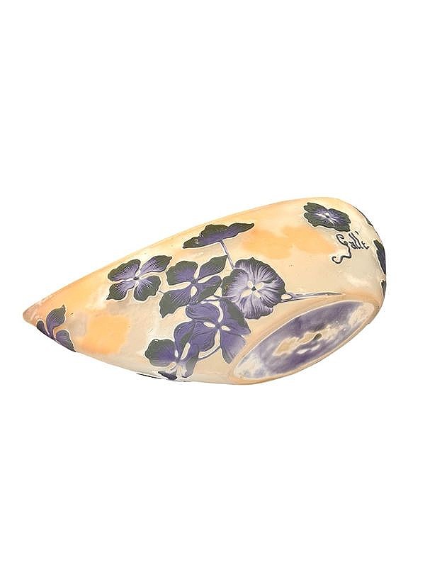 Emile Gallé Coupe Navette Art Nouveau "Aux Clématites"-photo-1