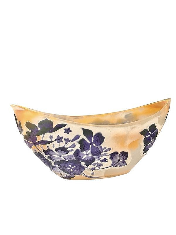 Emile Gallé Coupe Navette Art Nouveau "Aux Clématites"