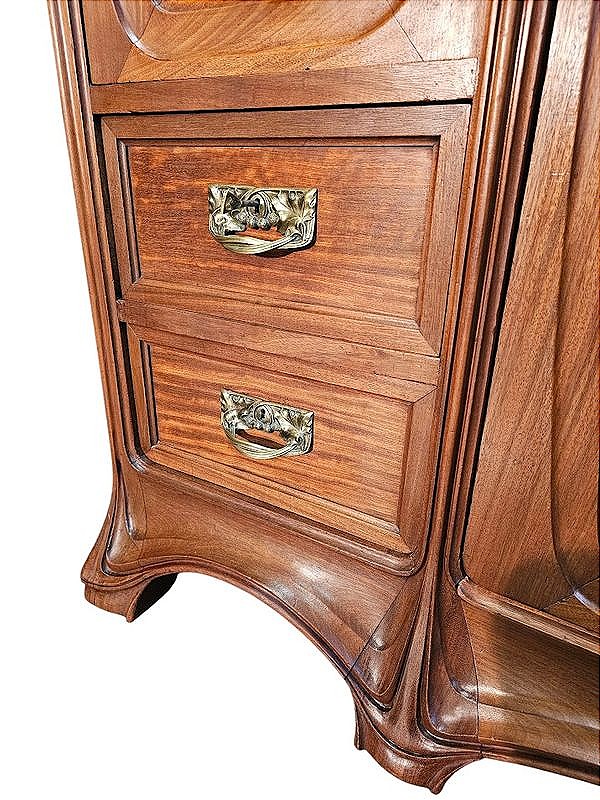 Camille Gauthier Bibliothèque Art Nouveau "Feuilles De Platane"-photo-2