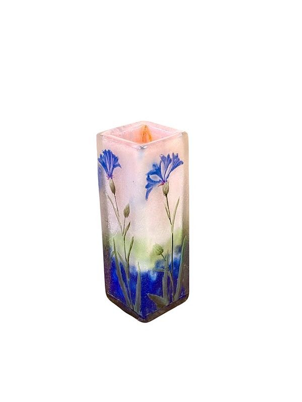 Daum Nancy Art Nouveau Vase "with Cornflowers"-photo-1