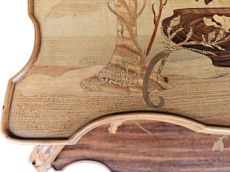 Emile Gallé Art Nouveau Tea Table "butterfly And Gallé Vases"-photo-4