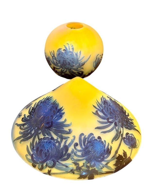 Emile Gallé Art Nouveau Mushroom Lamp "tokyo Chrysanthemums"-photo-4