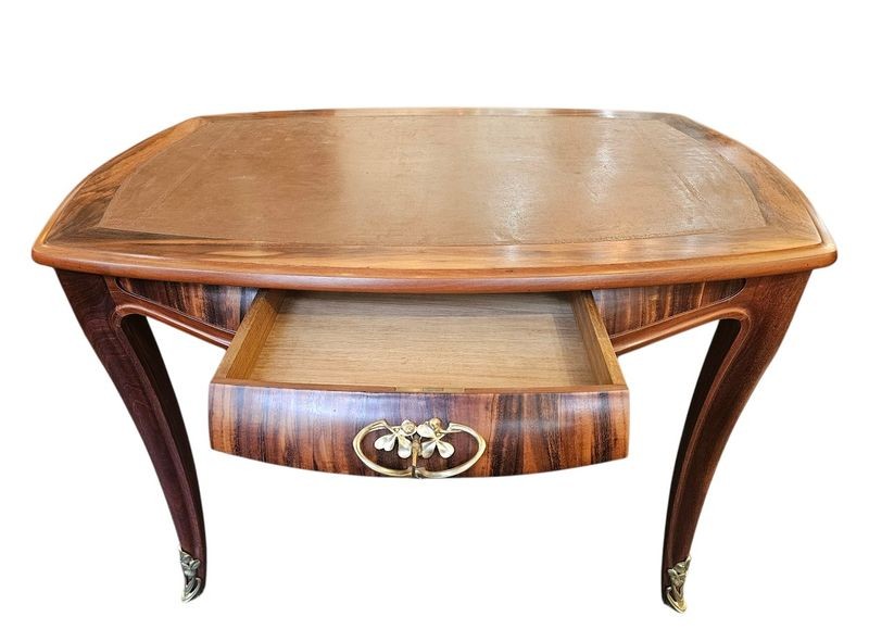 Louis Majorelle Art Nouveau Flat Desk "with Clovers"-photo-3