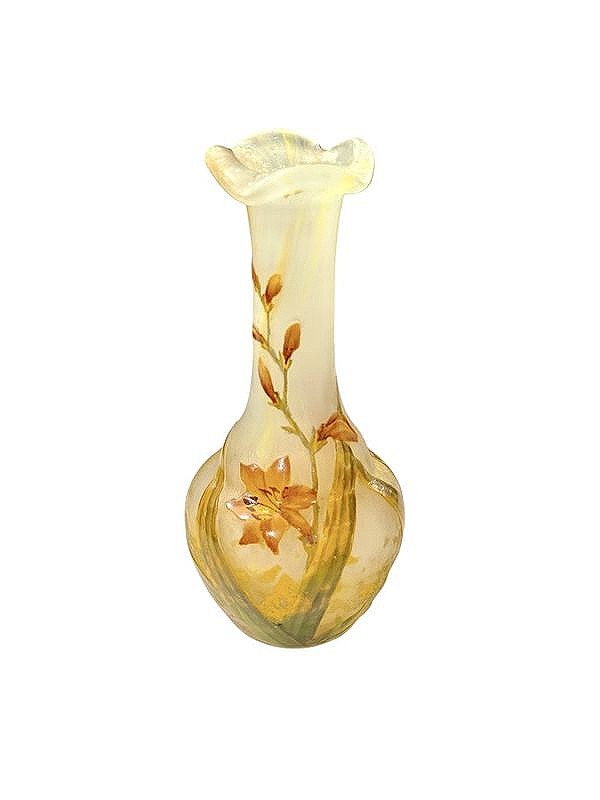 Daum Nancy Vase Art Nouveau soliflore "Freesias"