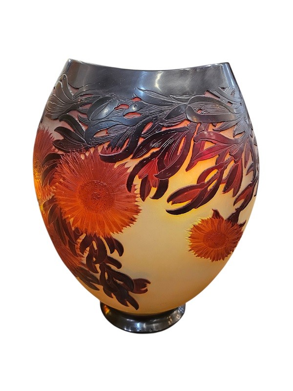 Emile Gallé Vase Art Nouveau "Ficoïdes Rouges"-photo-2
