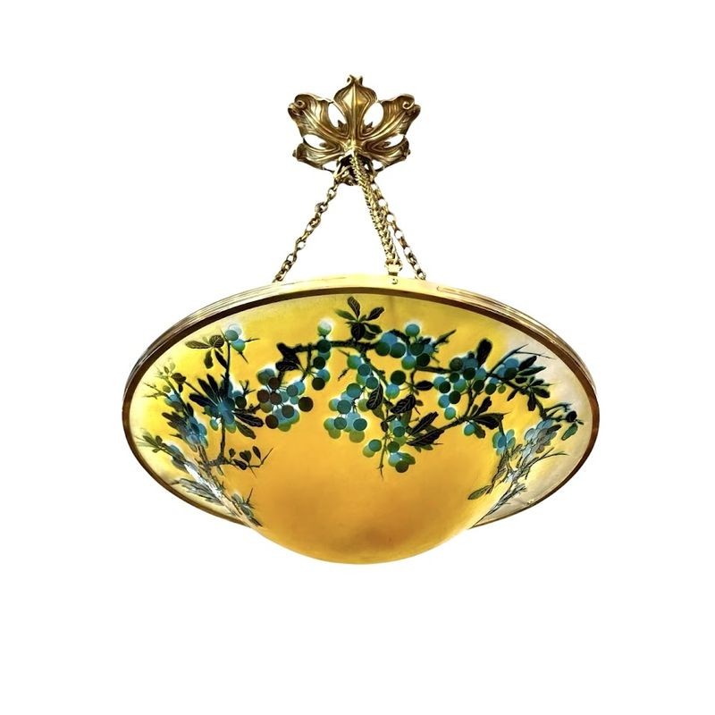 Emile Gallé Art Nouveau Illuminated Basin "prunus"-photo-2