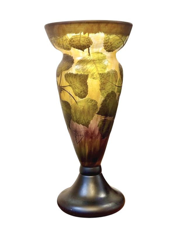 Daum Nancy Art Nouveau Vase "poplar Leaves"