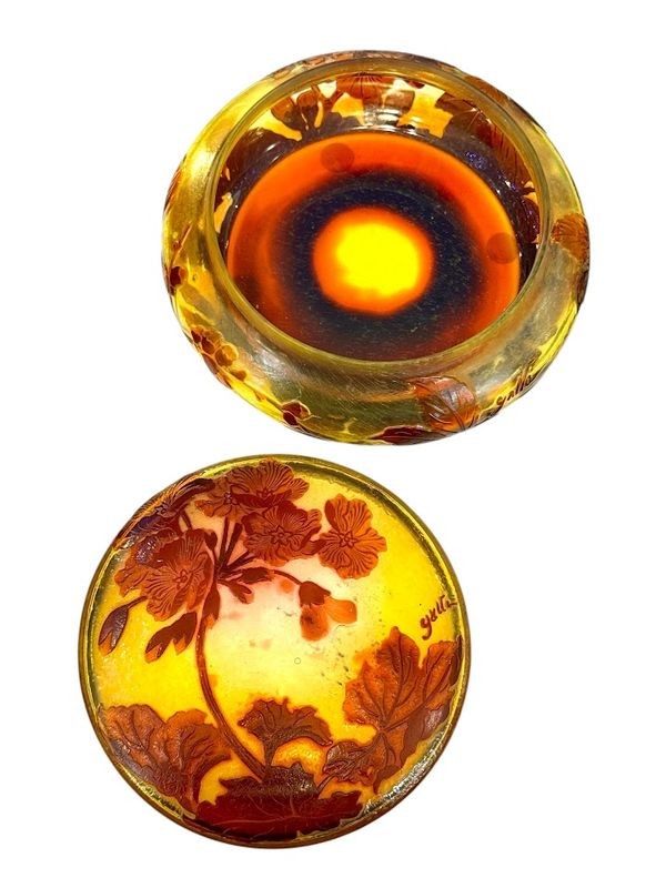 Emile Gallé Art Nouveau Bonbonnière "geraniums"-photo-2