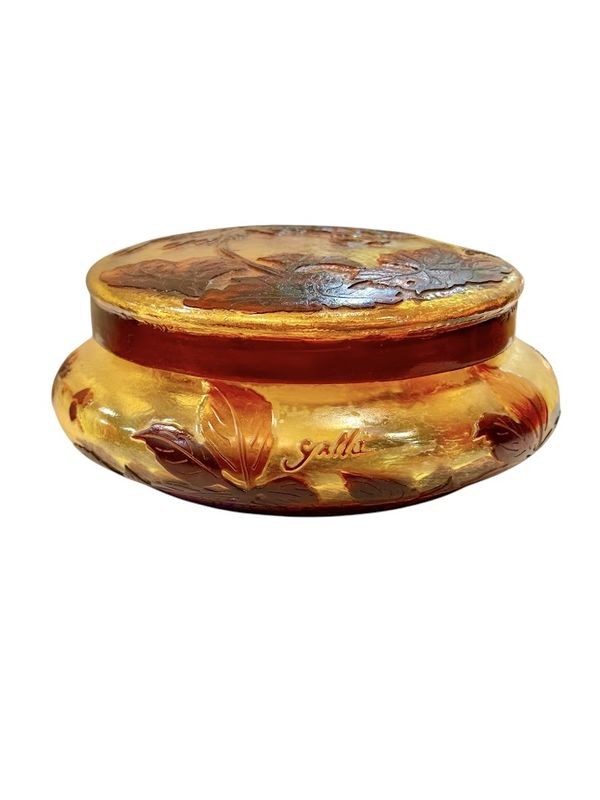 Emile Gallé Art Nouveau Bonbonnière "geraniums"-photo-5