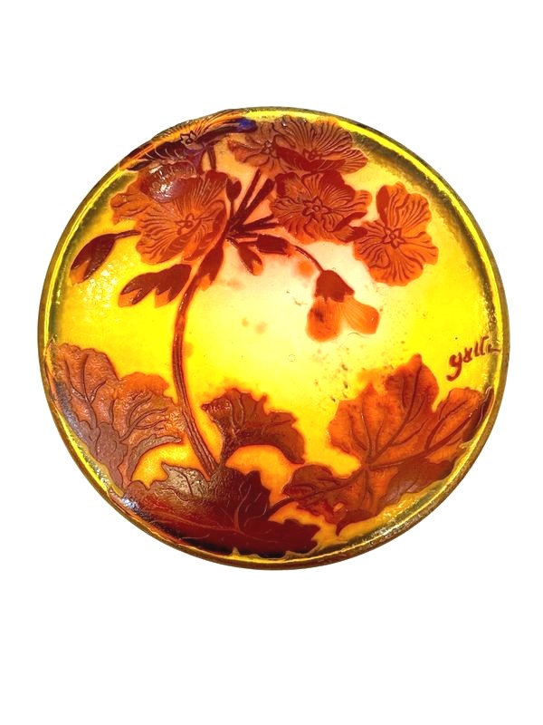 Emile Gallé Art Nouveau Bonbonnière "geraniums"