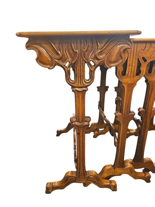 Emile Gallé Tables Gigognes Art Nouveau "Les Quatre Saisons"-photo-4