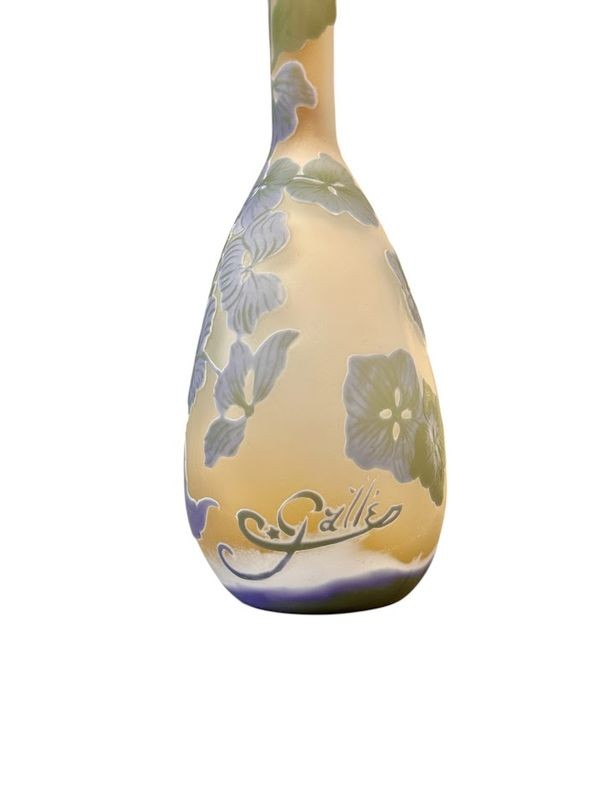 Gallé Art Nouveau Soliflore Vase "hydrangea Flowers"-photo-4