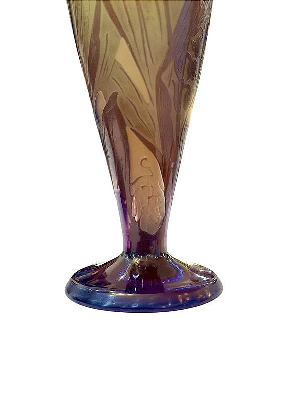 Pair Of Gallé Art Nouveau Vases "with Lily Of The Valley"-photo-2