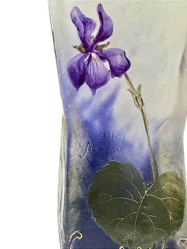 Daum Nancy Art Nouveau Vase "with Violets"-photo-4