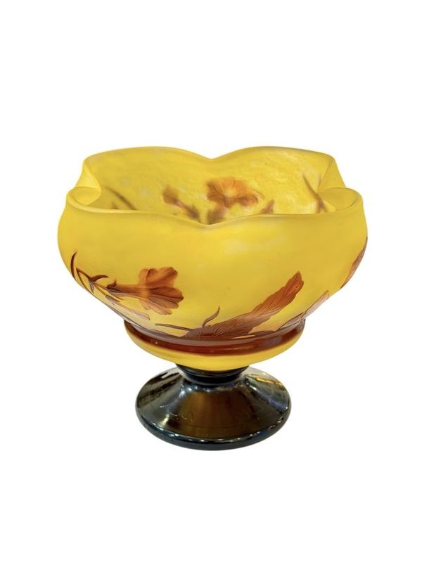 Daum Nancy Art Nouveau Bowl "tobacco Flowers"-photo-3