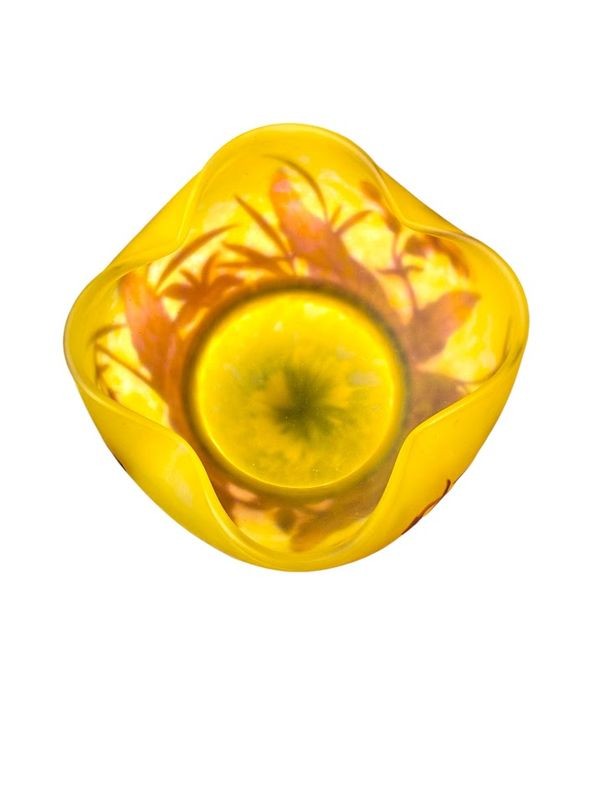 Daum Nancy Art Nouveau Bowl "tobacco Flowers"-photo-2