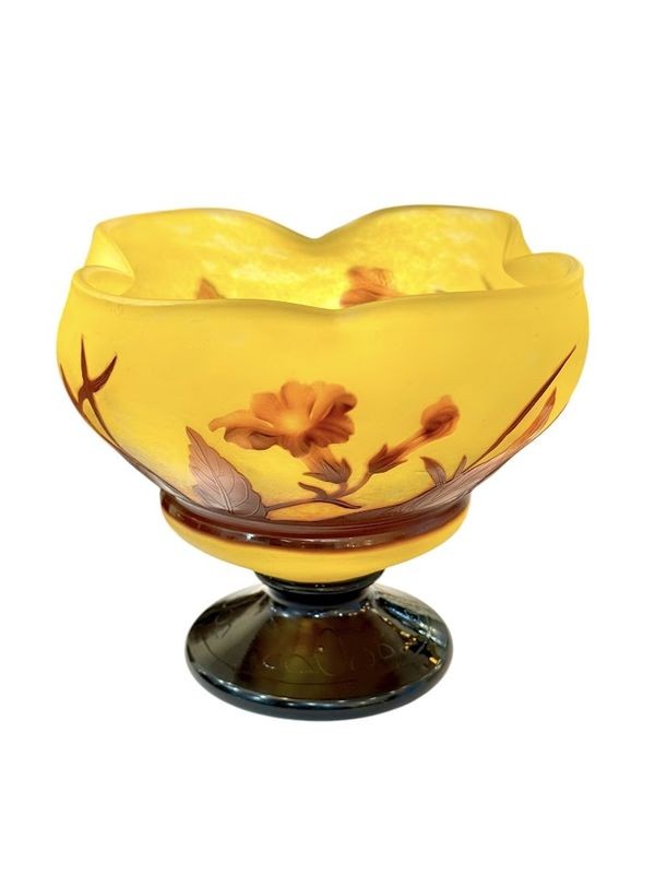 Daum Nancy Art Nouveau Bowl "tobacco Flowers"