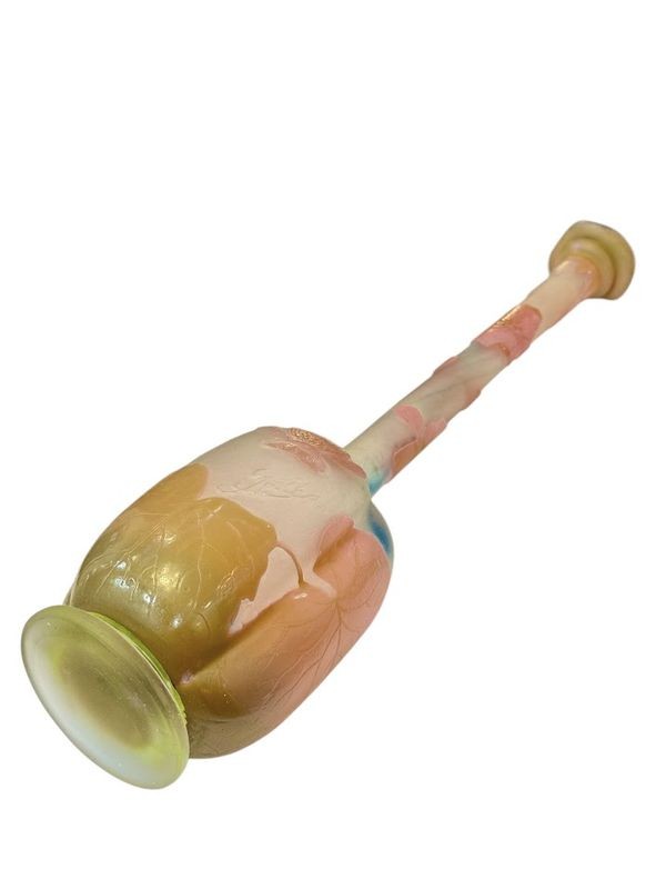 Emile Gallé Art Nouveau Soliflore Vase "floral Decor"-photo-3