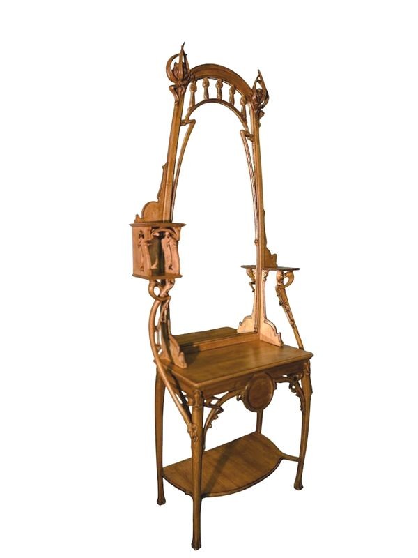 Louis Brouhot Grande Console Art Nouveau "Aux Iris"-photo-3