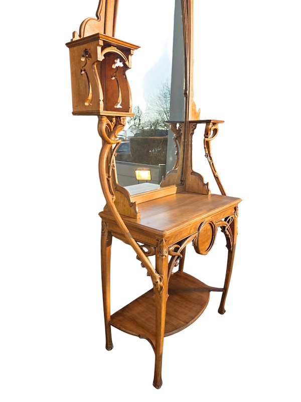Louis Brouhot Grande Console Art Nouveau "Aux Iris"-photo-5