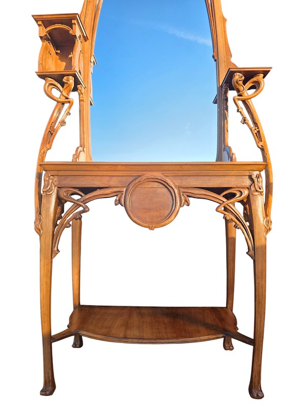 Louis Brouhot Grande Console Art Nouveau "Aux Iris"-photo-6