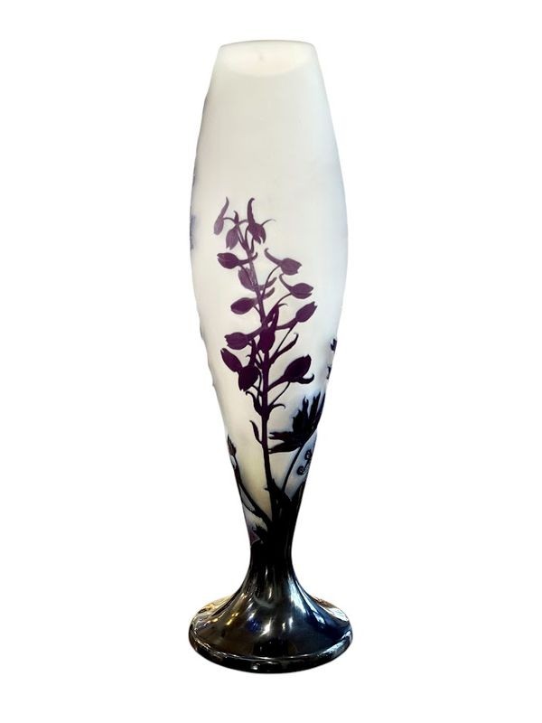 Emile Gallé Large Art Nouveau Vase "delphinium"-photo-2