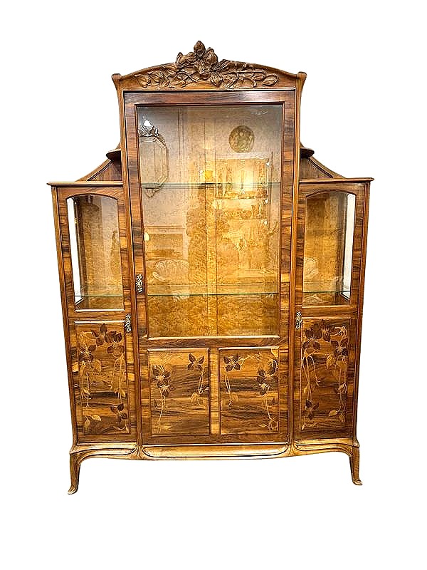 Camille Gauthier Art Nouveau Marquetry Display Case "clematis"-photo-2