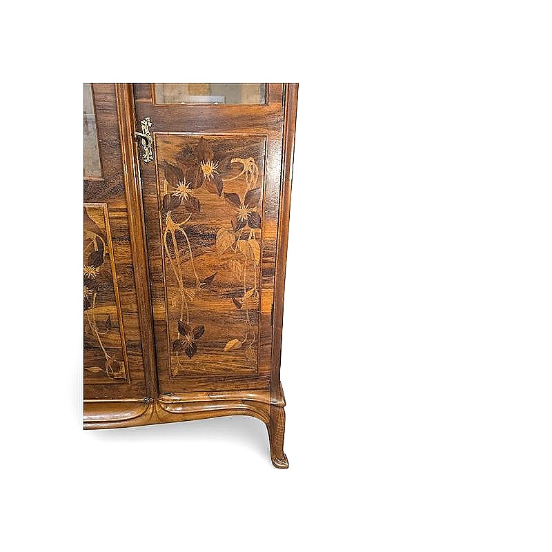 Camille Gauthier Art Nouveau Marquetry Display Case "clematis"-photo-3