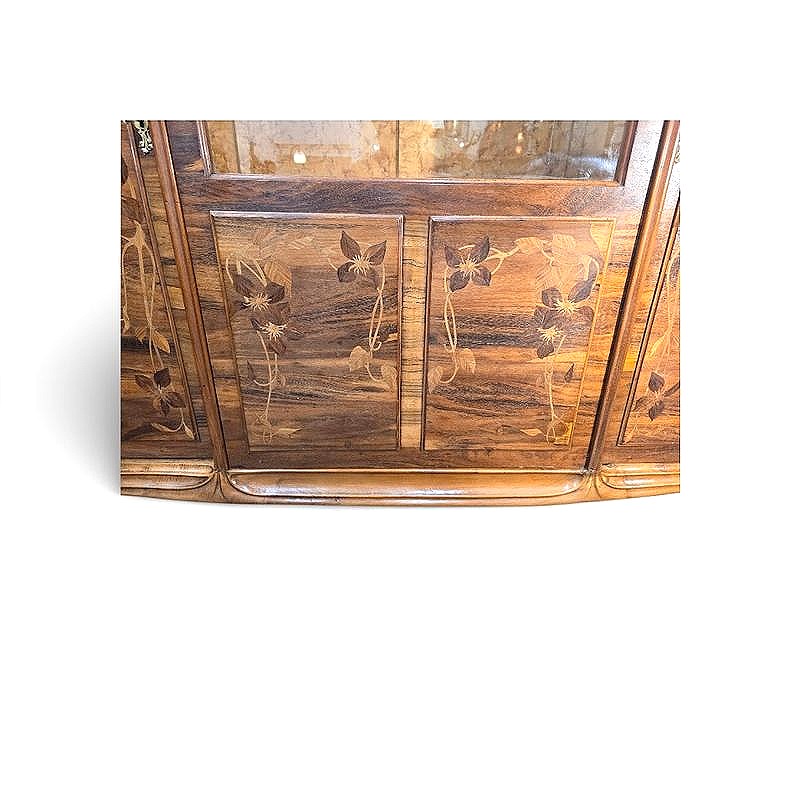 Camille Gauthier Art Nouveau Marquetry Display Case "clematis"-photo-4