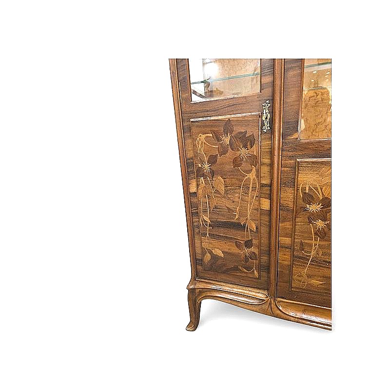 Camille Gauthier Art Nouveau Marquetry Display Case "clematis"-photo-5