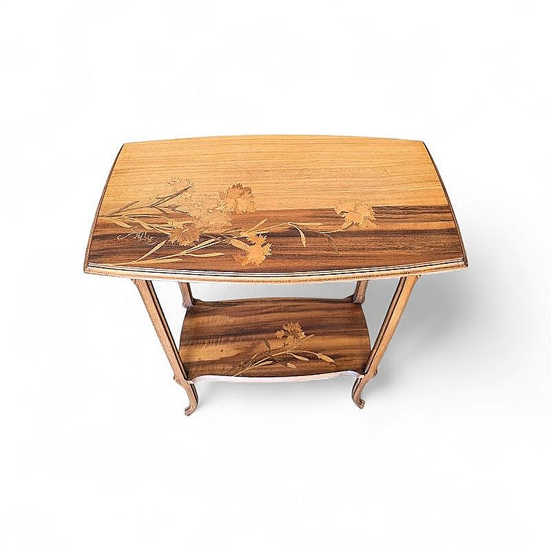 Emile Gallé Table Volante Art Nouveau "Aux Œillets"-photo-2