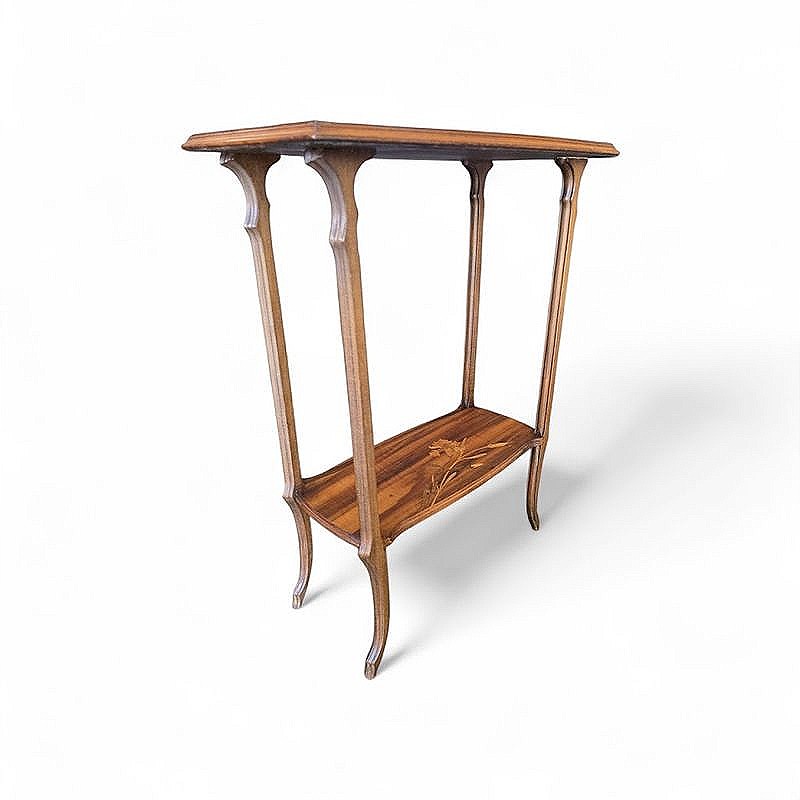 Emile Gallé Table Volante Art Nouveau "Aux Œillets"-photo-4