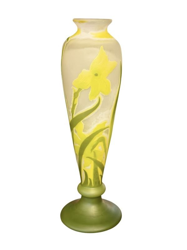 Emile Gallé Vase Art Nouveau "Narcisses"-photo-2