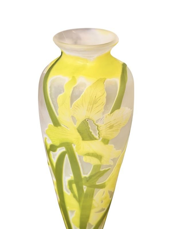 Emile Gallé Vase Art Nouveau "Narcisses"-photo-3