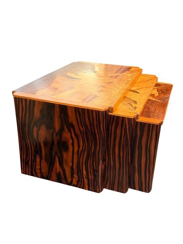 Emile Gallé "polar Animals" Nesting Coffee Tables-photo-4