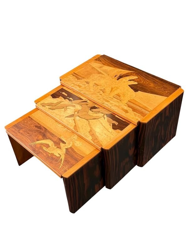 Emile Gallé "polar Animals" Nesting Coffee Tables-photo-8