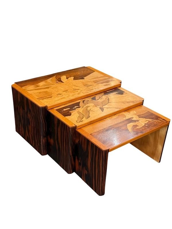Emile Gallé "polar Animals" Nesting Coffee Tables