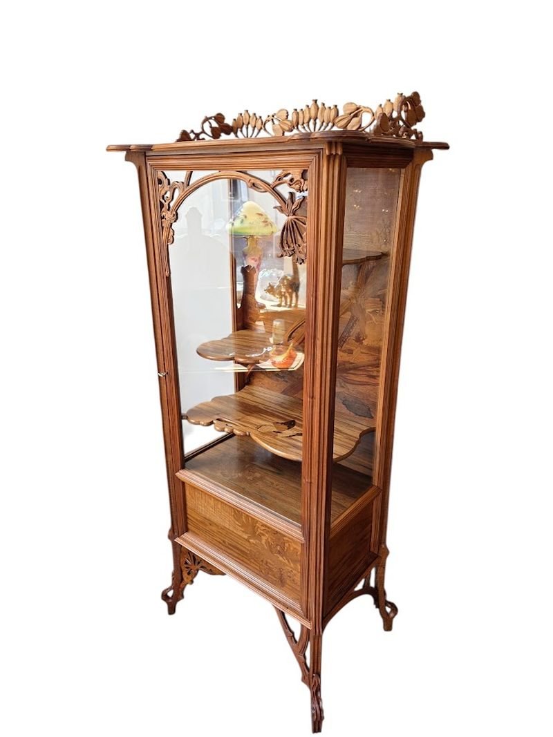 Emile Gallé Art Nouveau Display Case "la Berce Des Près"-photo-3