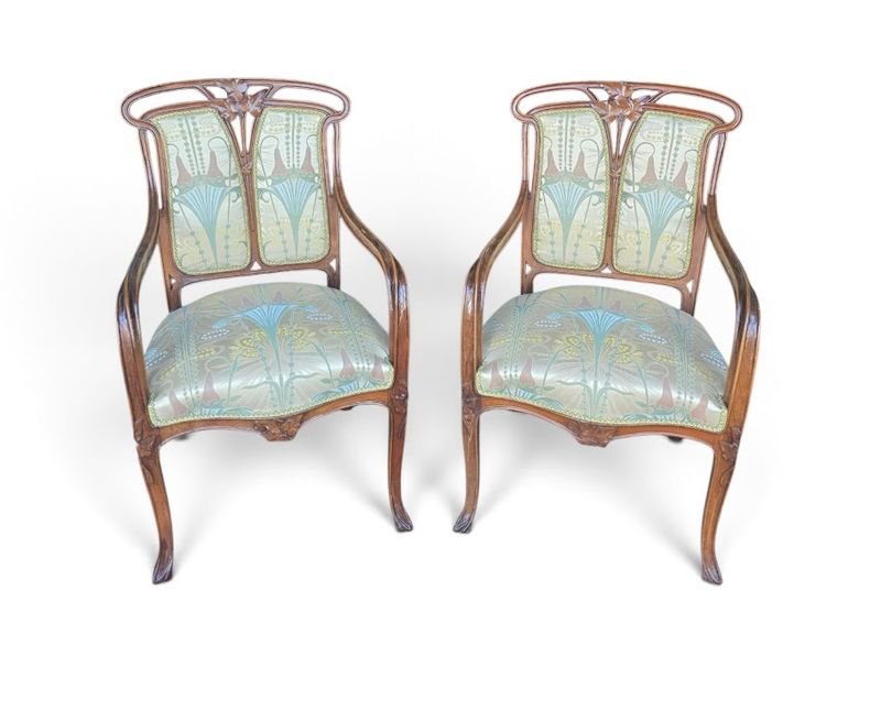 Majorelle Paire De Fauteuils "Lierres"