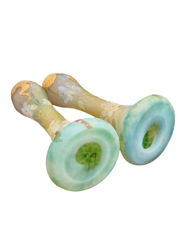 Legras Paire de Vases Art Nouveau "Fleurs De Pommiers"-photo-3
