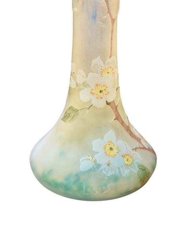 Legras Paire de Vases Art Nouveau "Fleurs De Pommiers"-photo-2