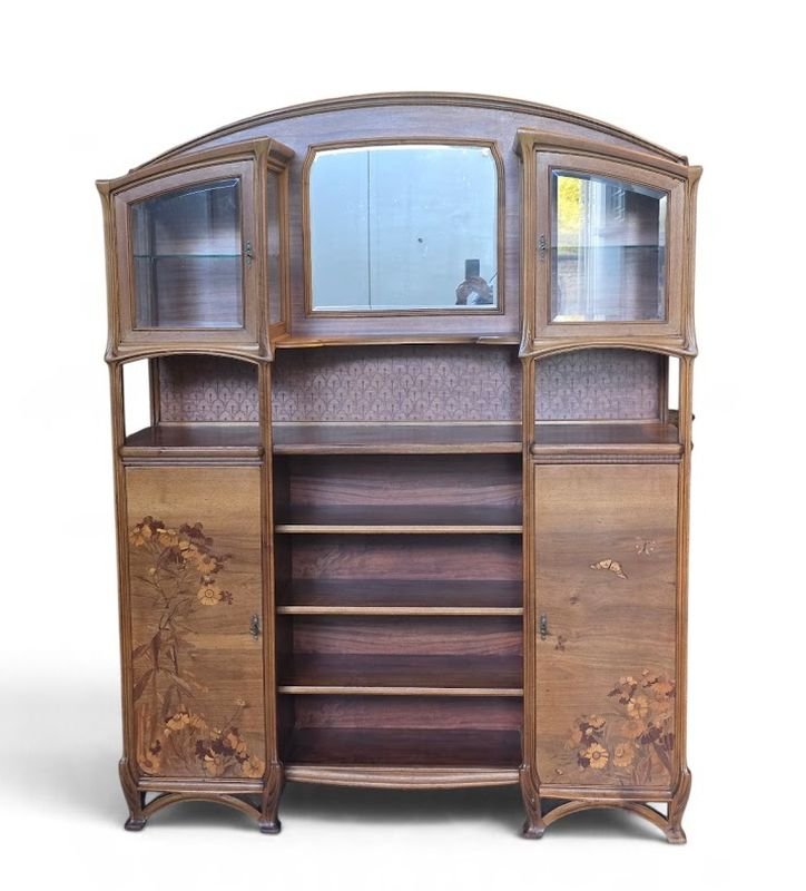 Louis Majorelle Art Nouveau Display Sideboard "daisies And Butterflies"-photo-2