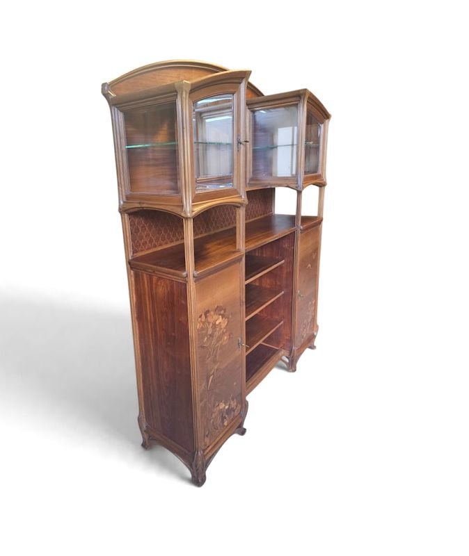 Louis Majorelle Art Nouveau Display Sideboard "daisies And Butterflies"-photo-8