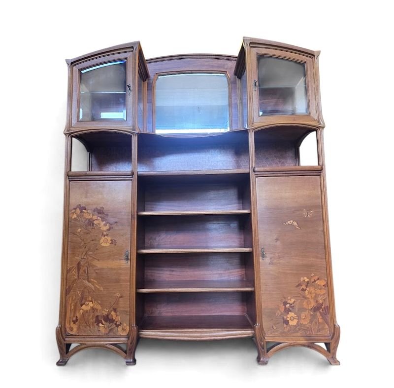 Louis Majorelle Art Nouveau Display Sideboard "daisies And Butterflies"