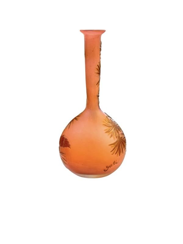 Emile Gallé Vase Soliflore Art Nouveau "Pommes De Pin"-photo-2
