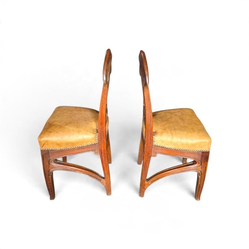 Eugene Vallin Paire De Chaises Art Nouveau -photo-4