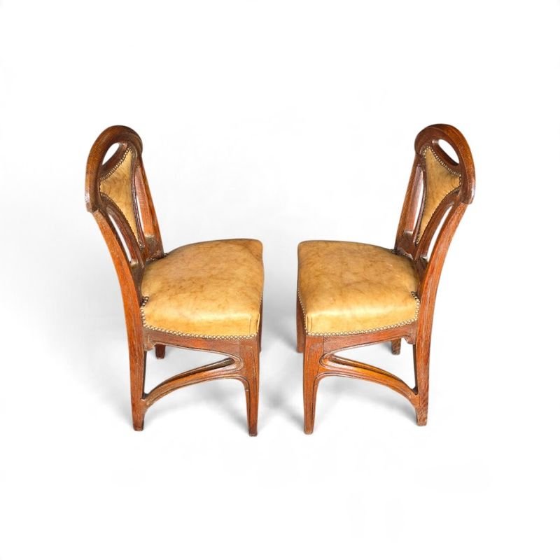 Eugene Vallin Paire De Chaises Art Nouveau -photo-3