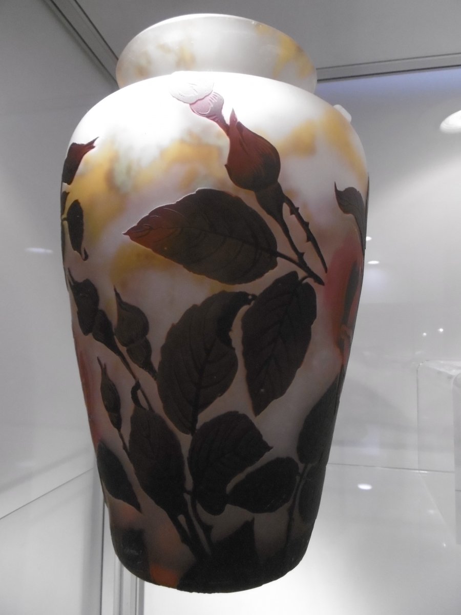 Vase With Roses Muller Freres Luneville-photo-4